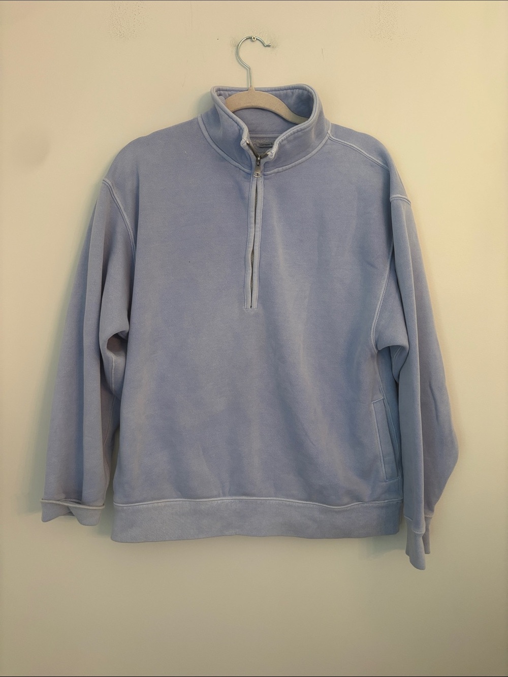 Abercrombie & Fitch Soft AF EssentialsLight Blue Oversized Quarter Zip Hoodie